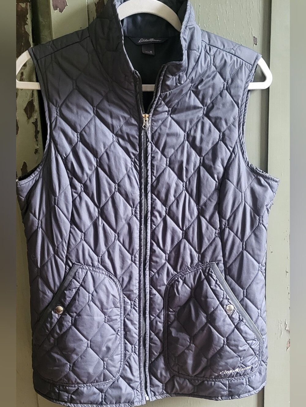 Eddie Bauer Hunter Green Diamond Quilted Full Zip Puffer Vest - Women's Medium